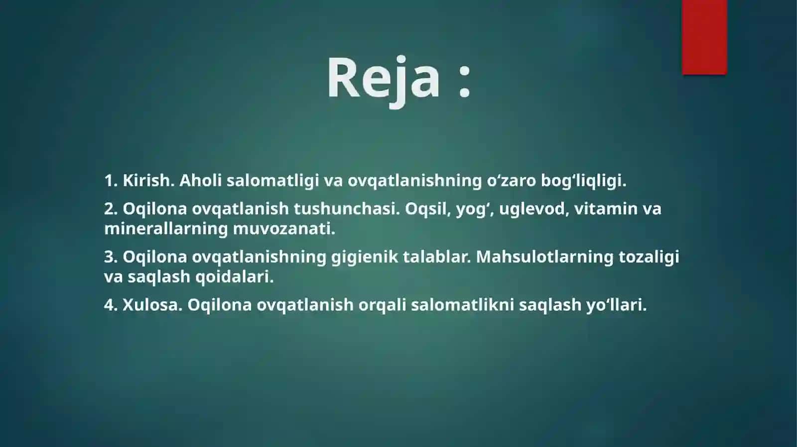 Oqilona ovqatlanish tushunchasi 2