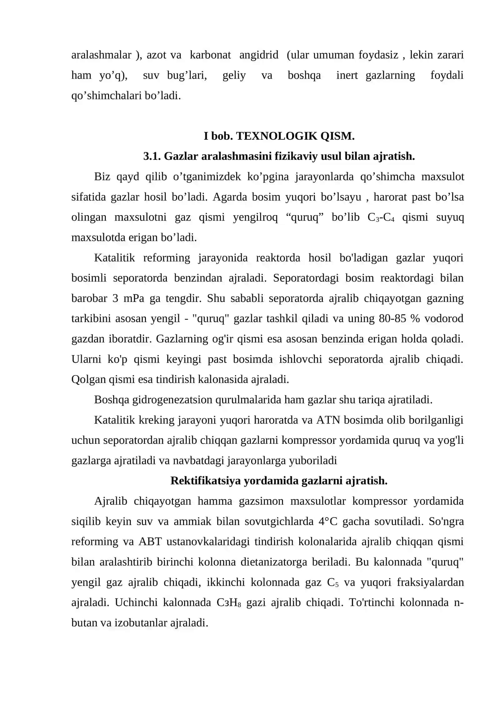 Gaz kondensatini qayta ishlash jarayonining rektifikatsiya kolonnasini 2