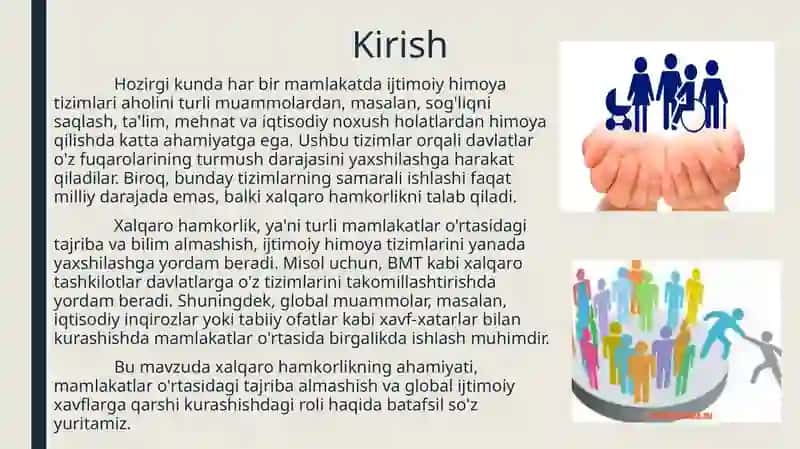 Aholini ijtimoiy himoya qilish tizimida xalqaro hamkorlikning oʻrni 2