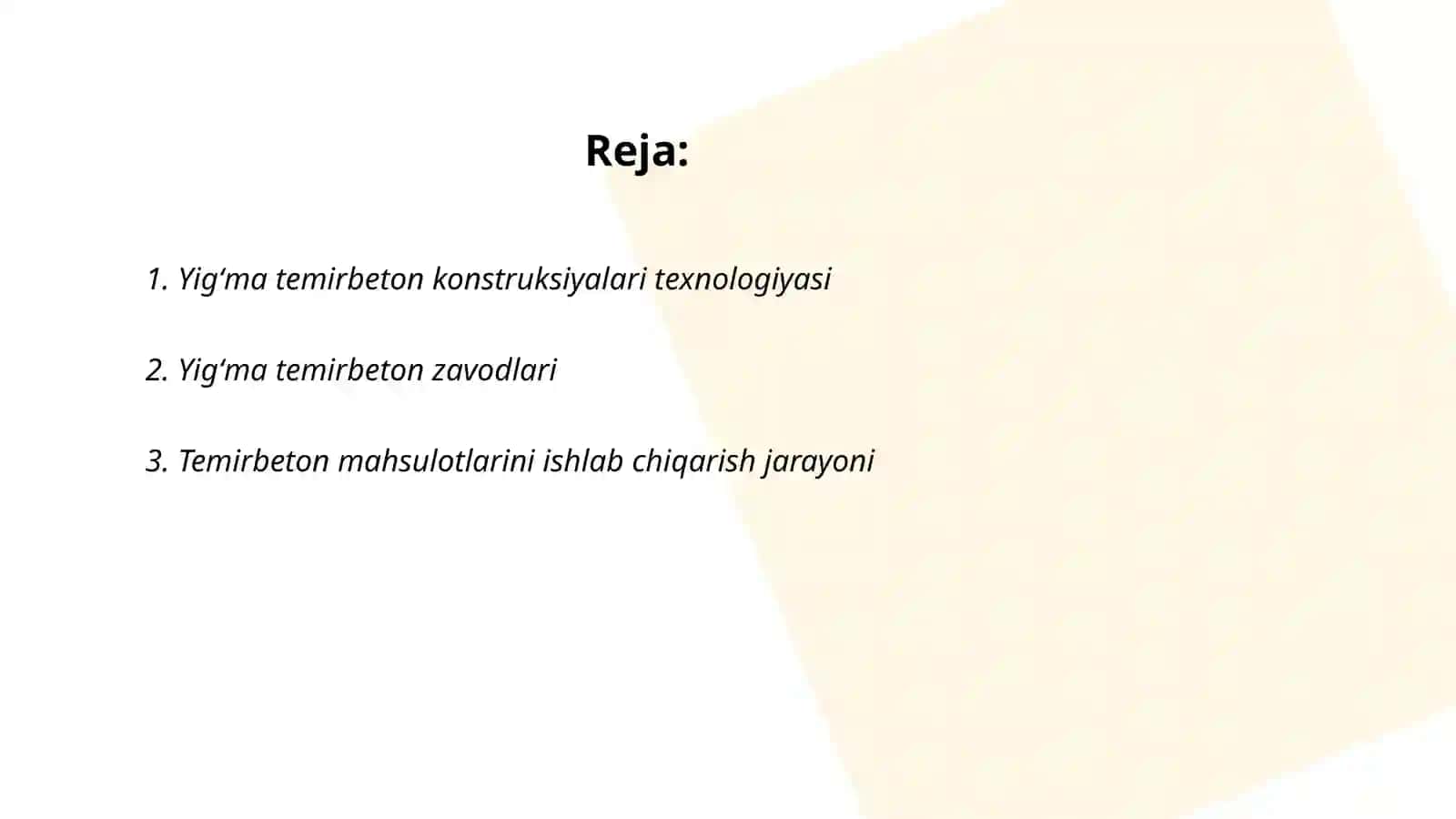 Yigʻma temirbeton buyum va qurilmalarni ishlab chiqarish 2