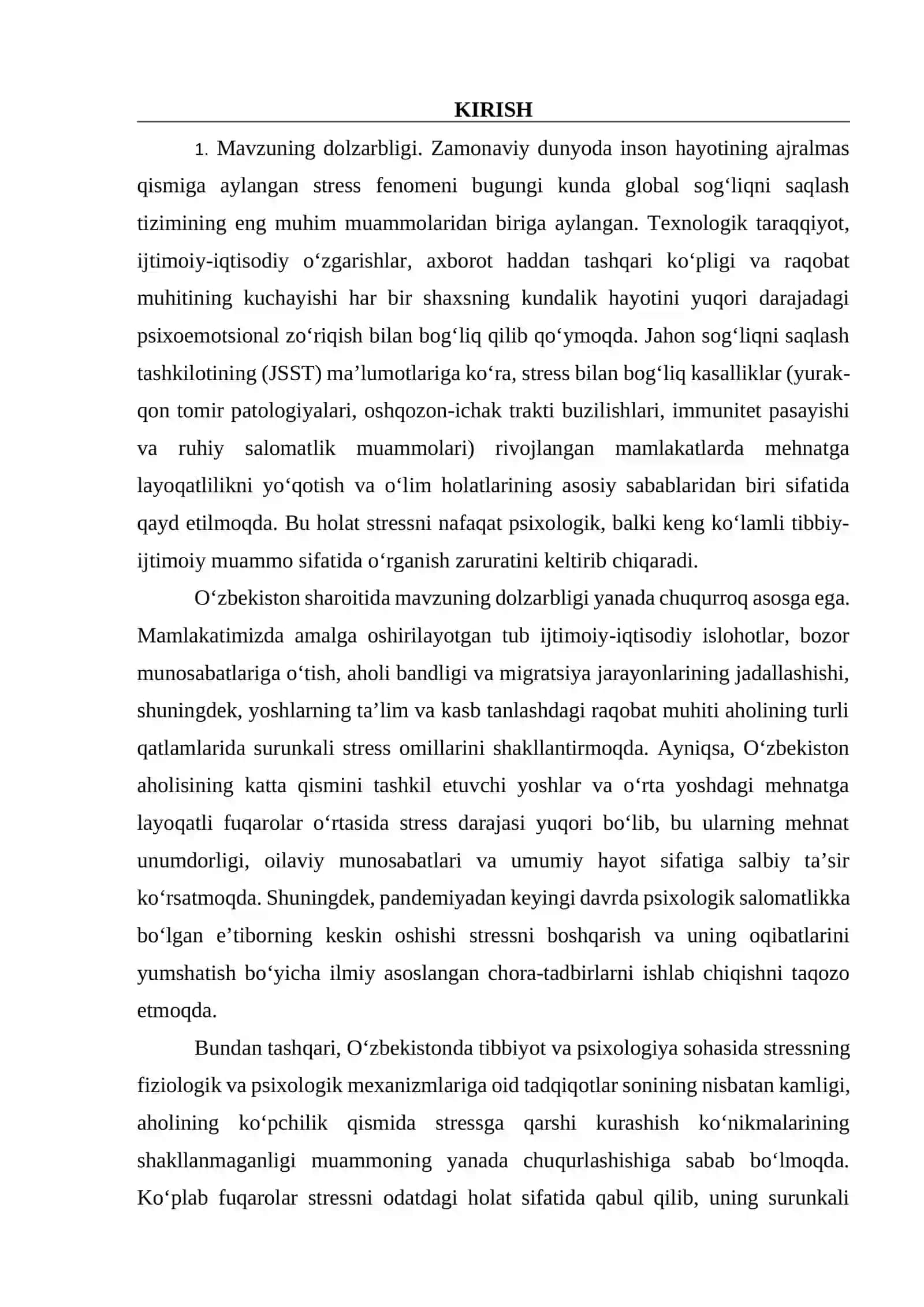 STRESS VA UNING INSON SALOMATLIGIGA TA'SIRI 2