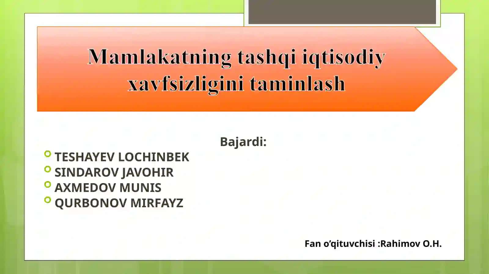 Milliy iqtisodiyotning jahon iqtisodiy tizimida gi o‘rni 2