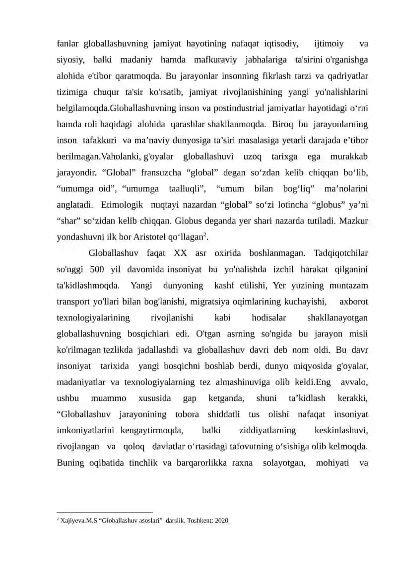 Globallashuv va yoshlarning ma'naviyati 2
