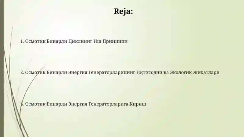 Osmotik Ikki Komponentli Energiya Generatori 2