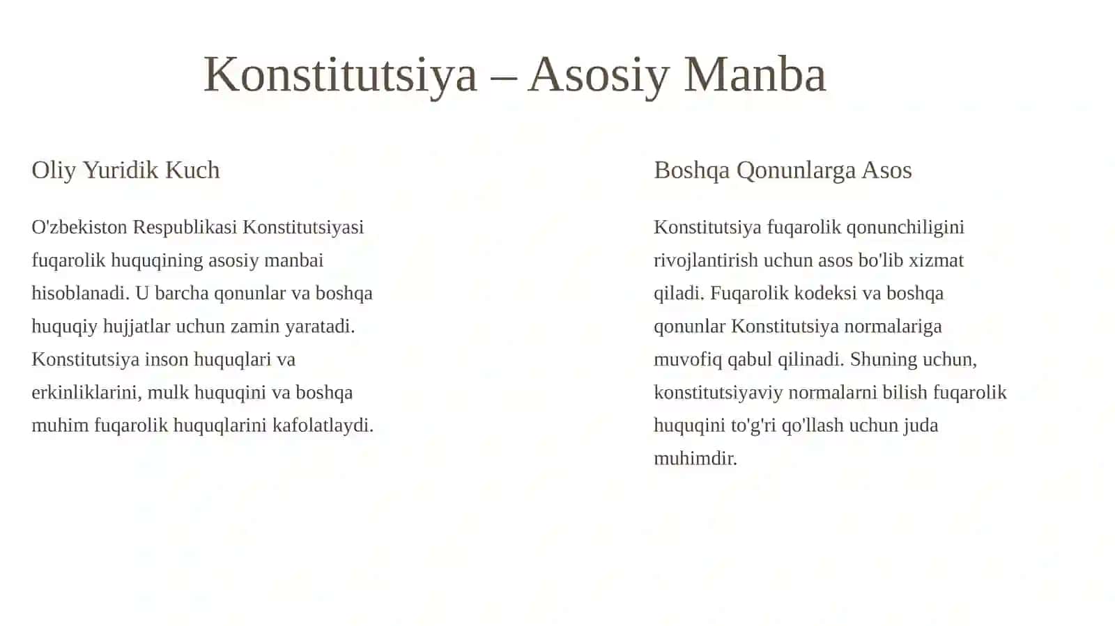 Fuqarolik huquqining manbalari: Tushuncha va Turlari 2