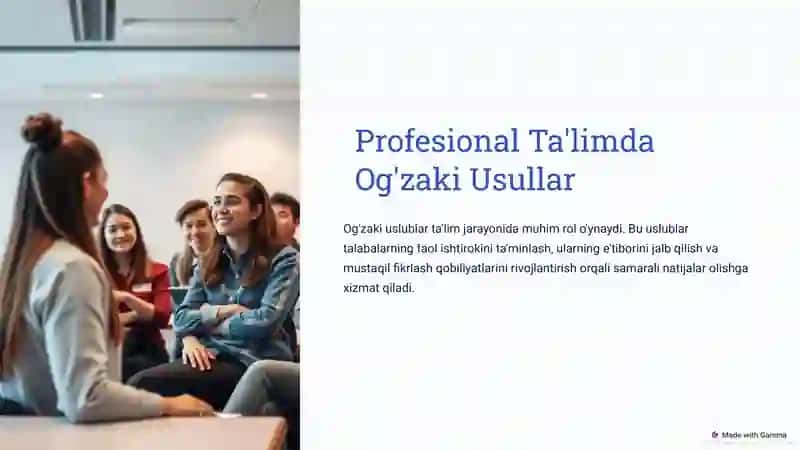 Profesional Ta'limda Og'zaki Usullar 2