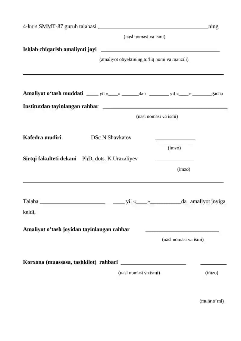 Ishlab Chiqarish Amaliyoti 2