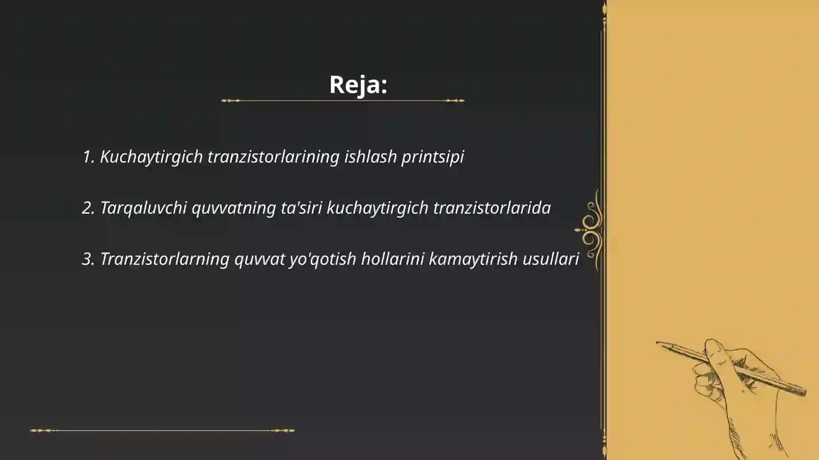 Kuchaytirgich tranzistorlarida tarqaluvchi quvvat. R-S triggerlar va ulardan foydalanish sohalari 2