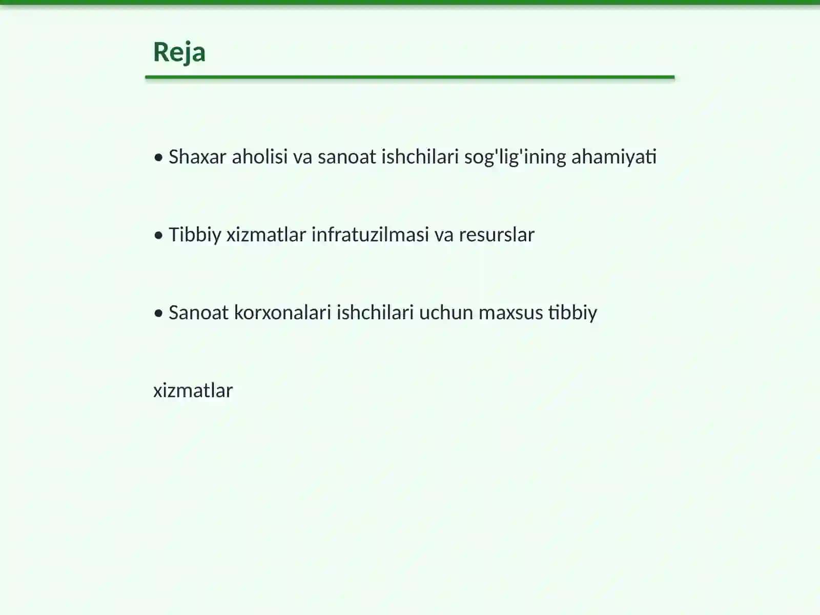 Shaxar aholisi va sanoat korxonalari ishchilariga tibbiy yordam koʻrsatish 2
