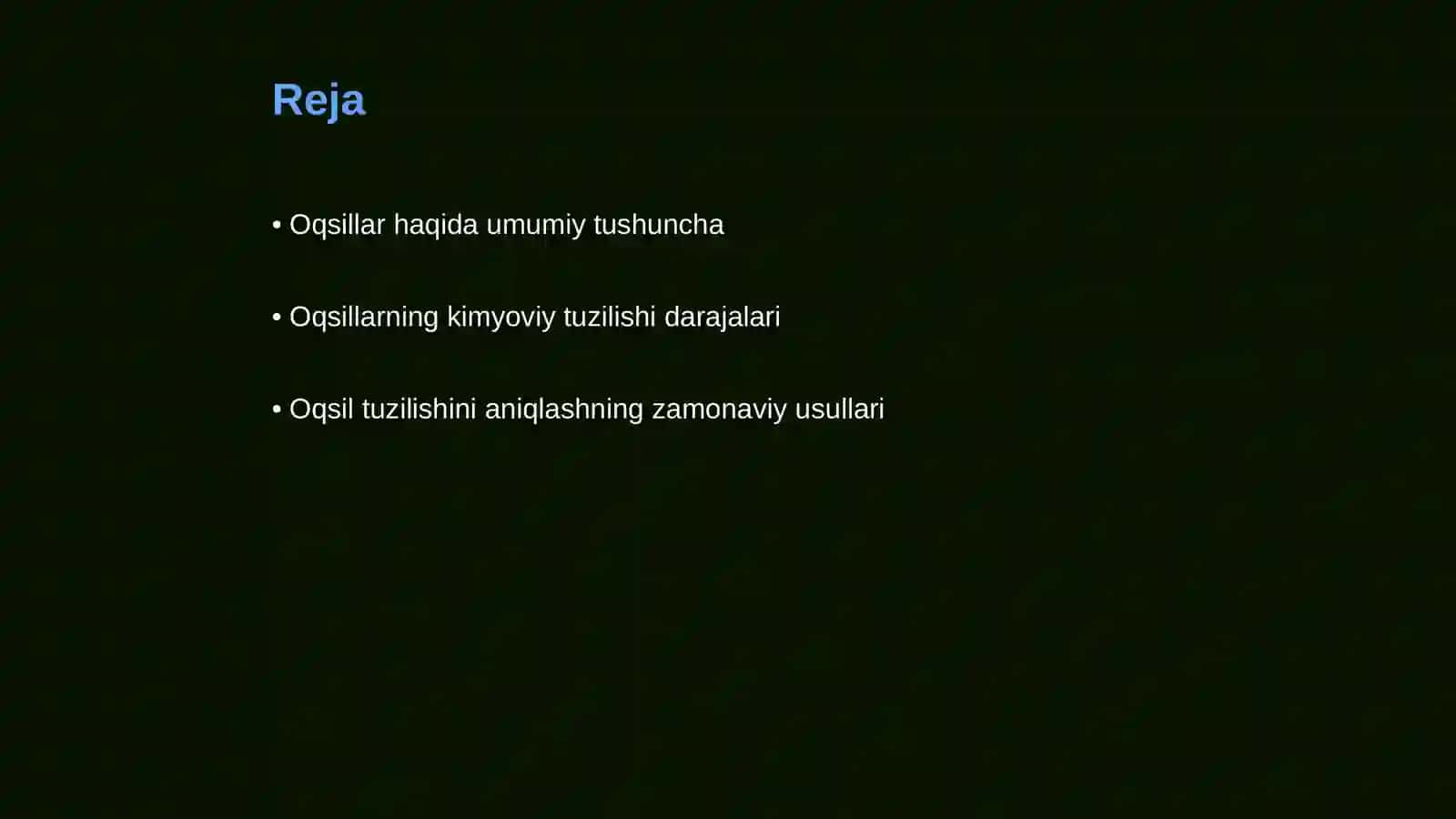 Oqsillarning kimyoviy tuzilishini aniqlashda zamonaviy asbob-uskunalarning ishlash prinsiplarini oʻzlashtirish 2