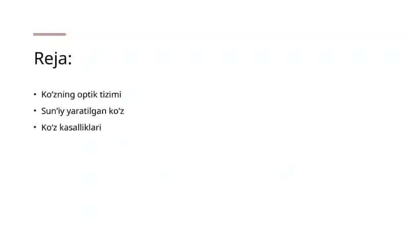Koʻzning optik tizimi. Ko'z kasalliklari 2