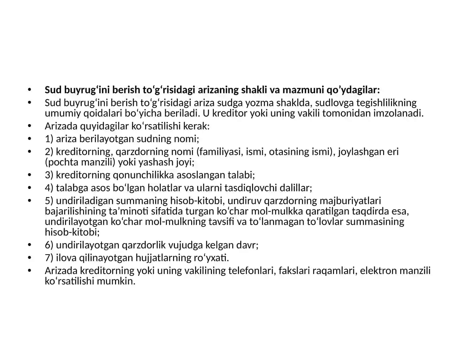 BIRINChI INSTANSIYA SUDIDA ISh YURITIShSud buyrug‘i 2