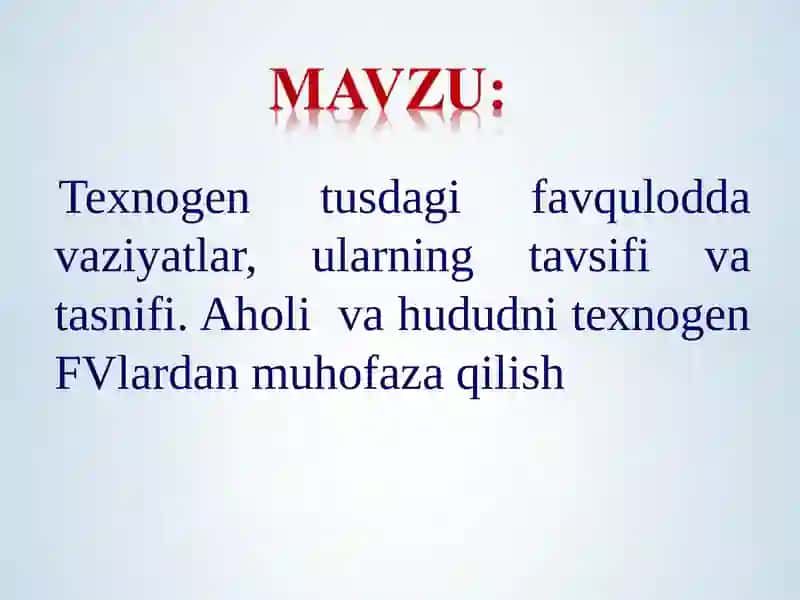 Hayot faoliyati xavfsizligi 2