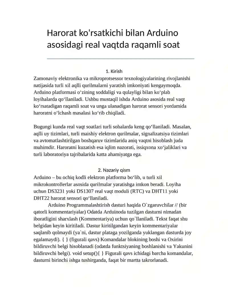Arduino asosidagi real vaqtda raqamli soat 2