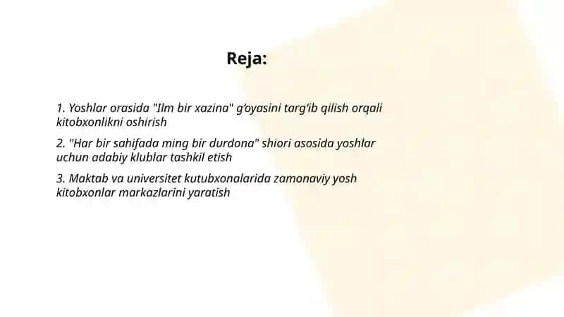 "Ilm bir xazina", "Har bir sahifada ming bir durdona" 2