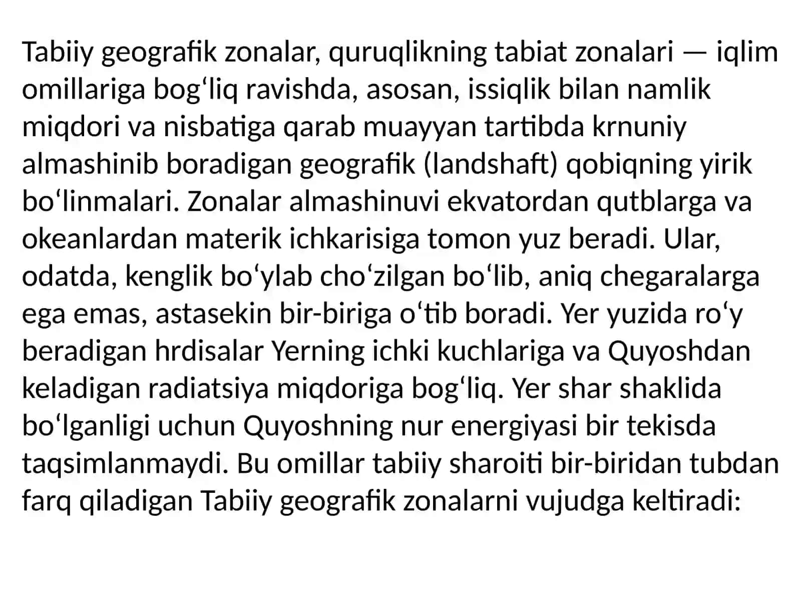 Tabiat zonalari va ularning kelib chiqishi 2