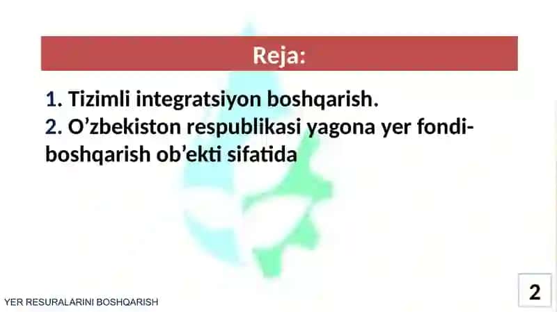 YERRESURSLALARINI BOSHQARISH 2