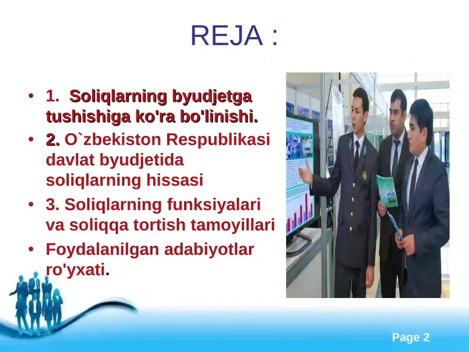 Soliqlarning byudjetga tushishi 2