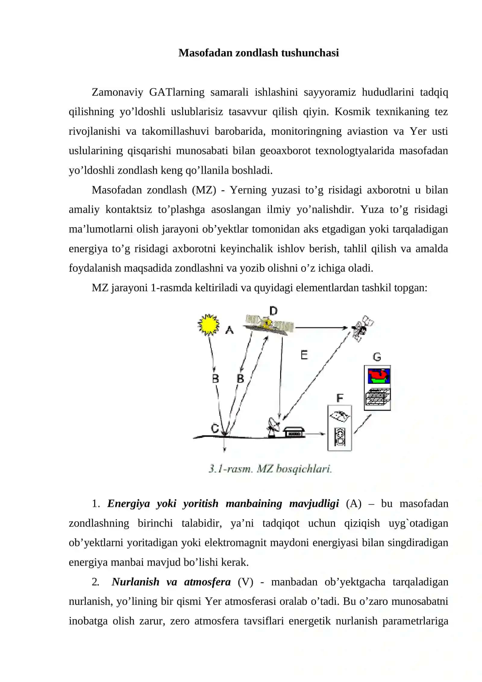 Masofadan zondlash va yo’ldoshli pozitsionirlash tizimlari 2