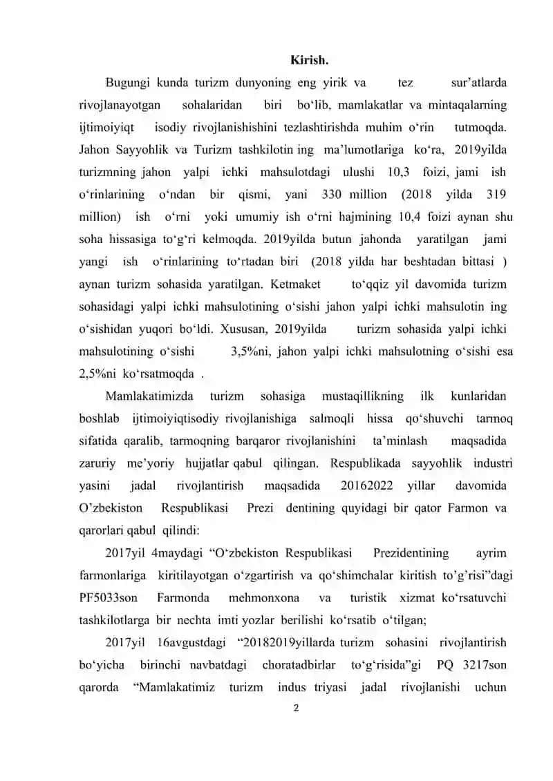 Samarqand viloyatining turizm salohiyati va iqtisodiy tasiri 2