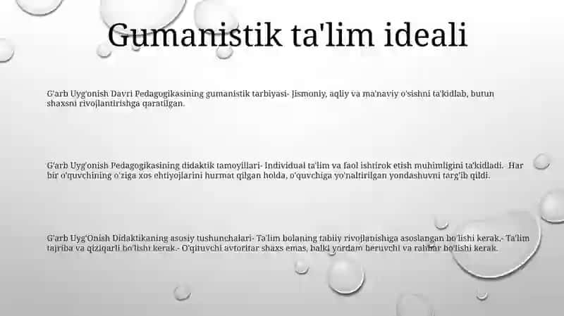 G'Arb Uyg'Onish Davri Pedagogikasi Namoyondalarining Didaktik G'Oyalari 2