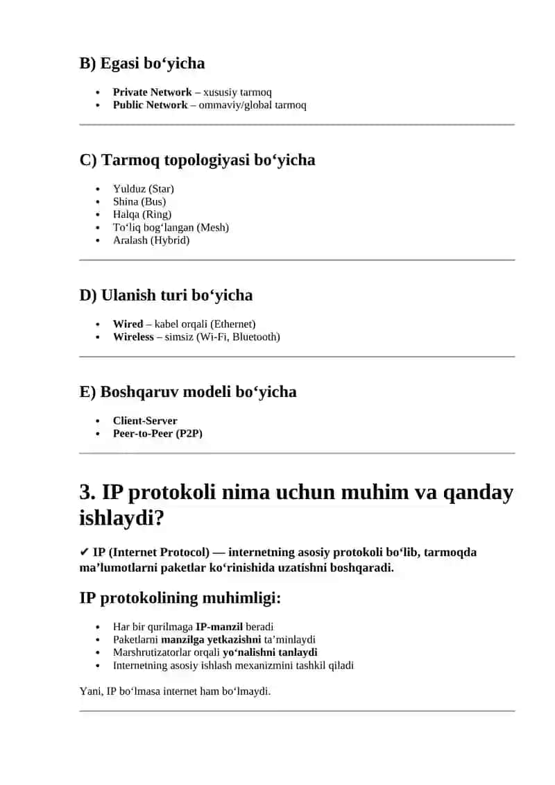 Tarmoq dasturiy ta’minoti 2