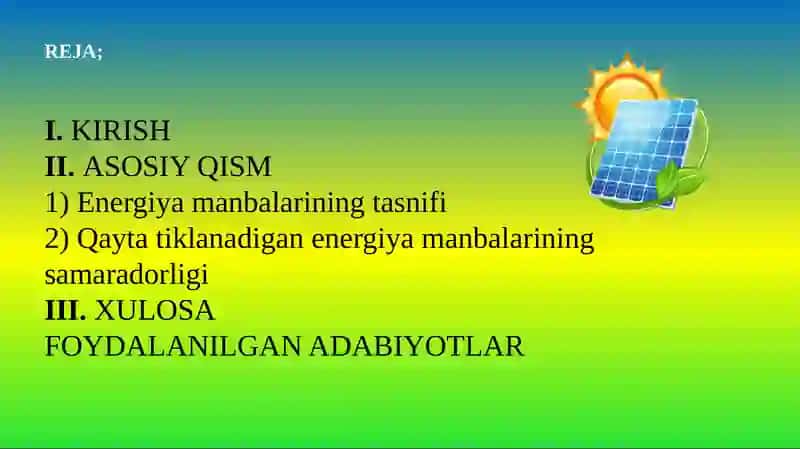 Qayta tiklanadigan va qayta tiklanmaydigan energiya farqi 2