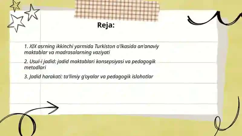 XIX asrning ikkinchi yarm XX asrning birnchi choragida turkiston o’lkasida tarbiya, maktab va pedagogik fikrlar 2