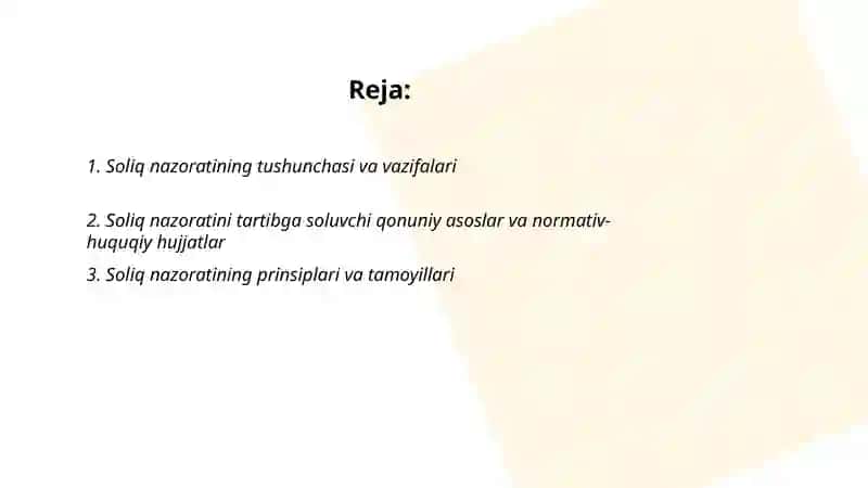 Soliq nazoratining huquqiy va uslubiy asoslari 2