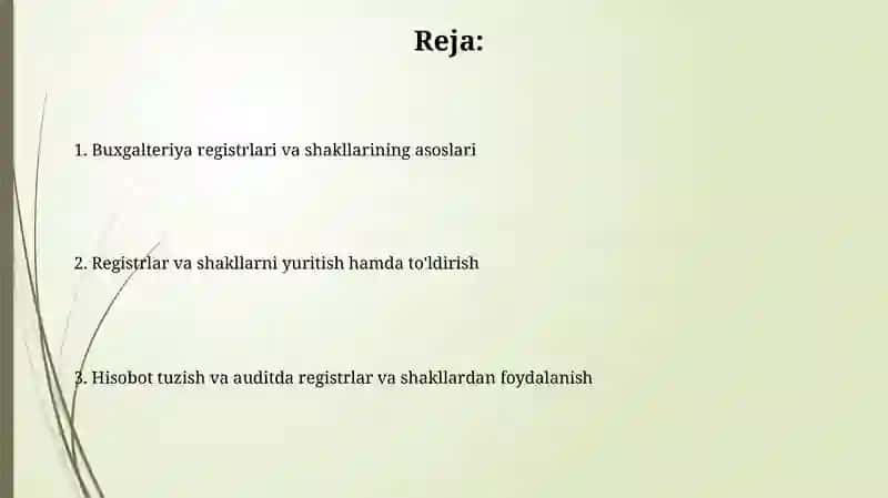 Buxgalteriya hisobining registrlari va shakllari 2