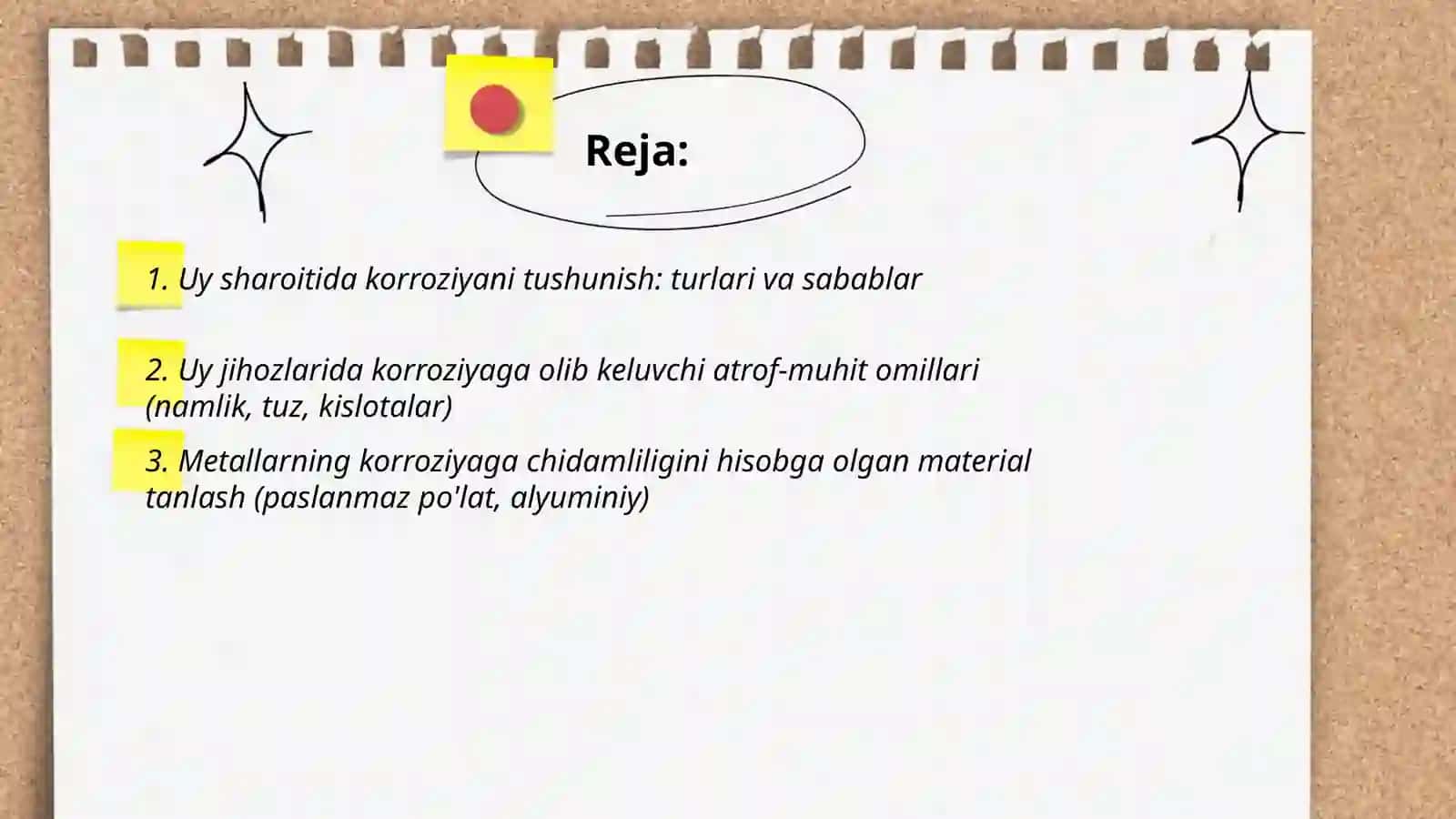 Uyda karroziyani kamaytirish yoʼllari mavzusida loyiha ishi tayyorlab ber 10sahifali 2