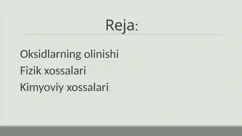 Oksidlarning olinishi va xossalari 2