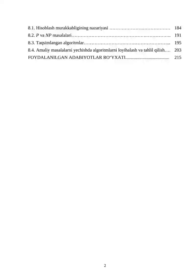Algoritmlarni loyihalashtirish va tahlil qilish 2