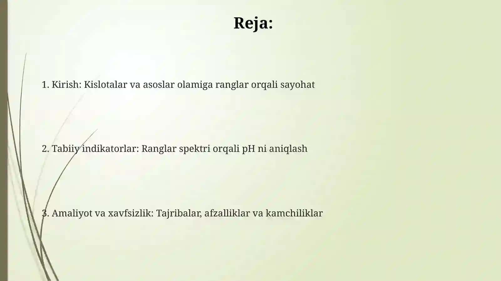Ranglar tilida kimyo Tabiiy indikatorlar yordamida kislota va asoslarni aniqlaymiz 2