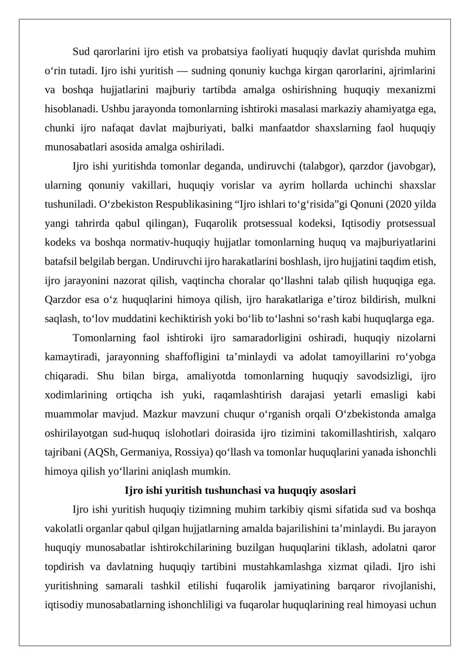 Ijro ishi yuritishda tomonlarning ishtiroki 2