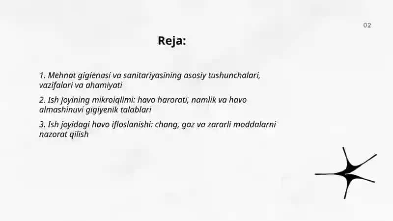 Korxona va muassasalarda mehnat gigienasi Va sanitariyasi 2