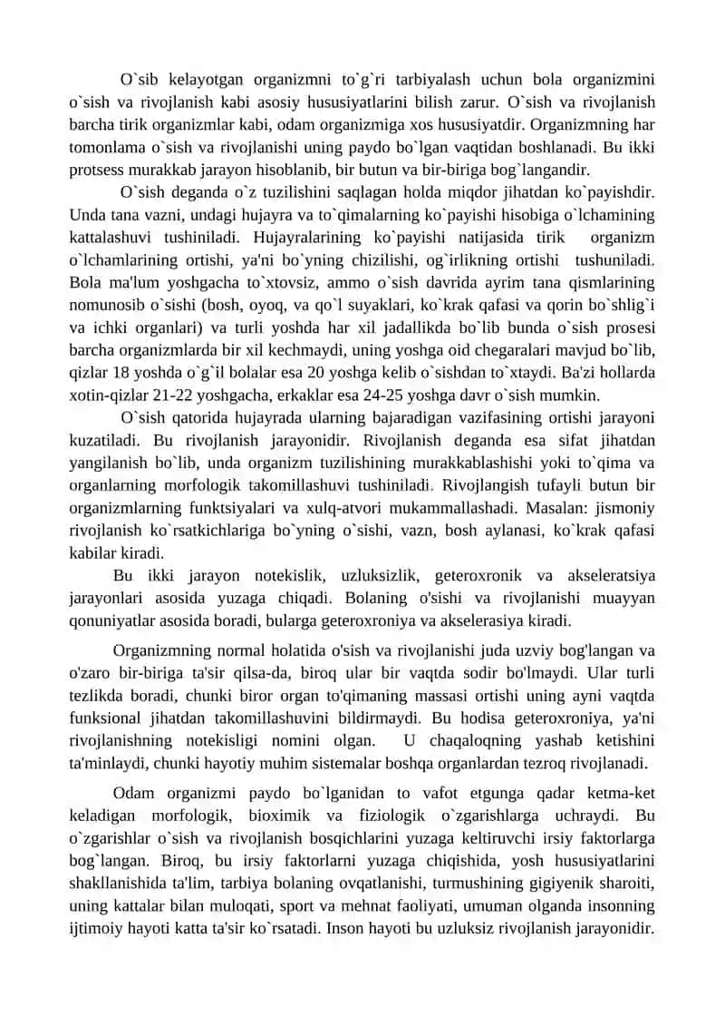 Bolalar o`sishi va rivojlanishining umumiy qonuniyatlari 2