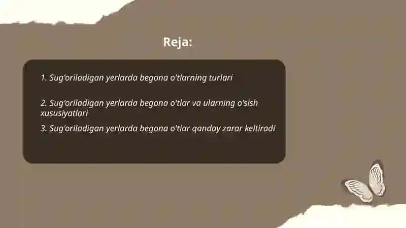 Sug'oriladigan yerlarda o'sadigan begona o'tlar 2