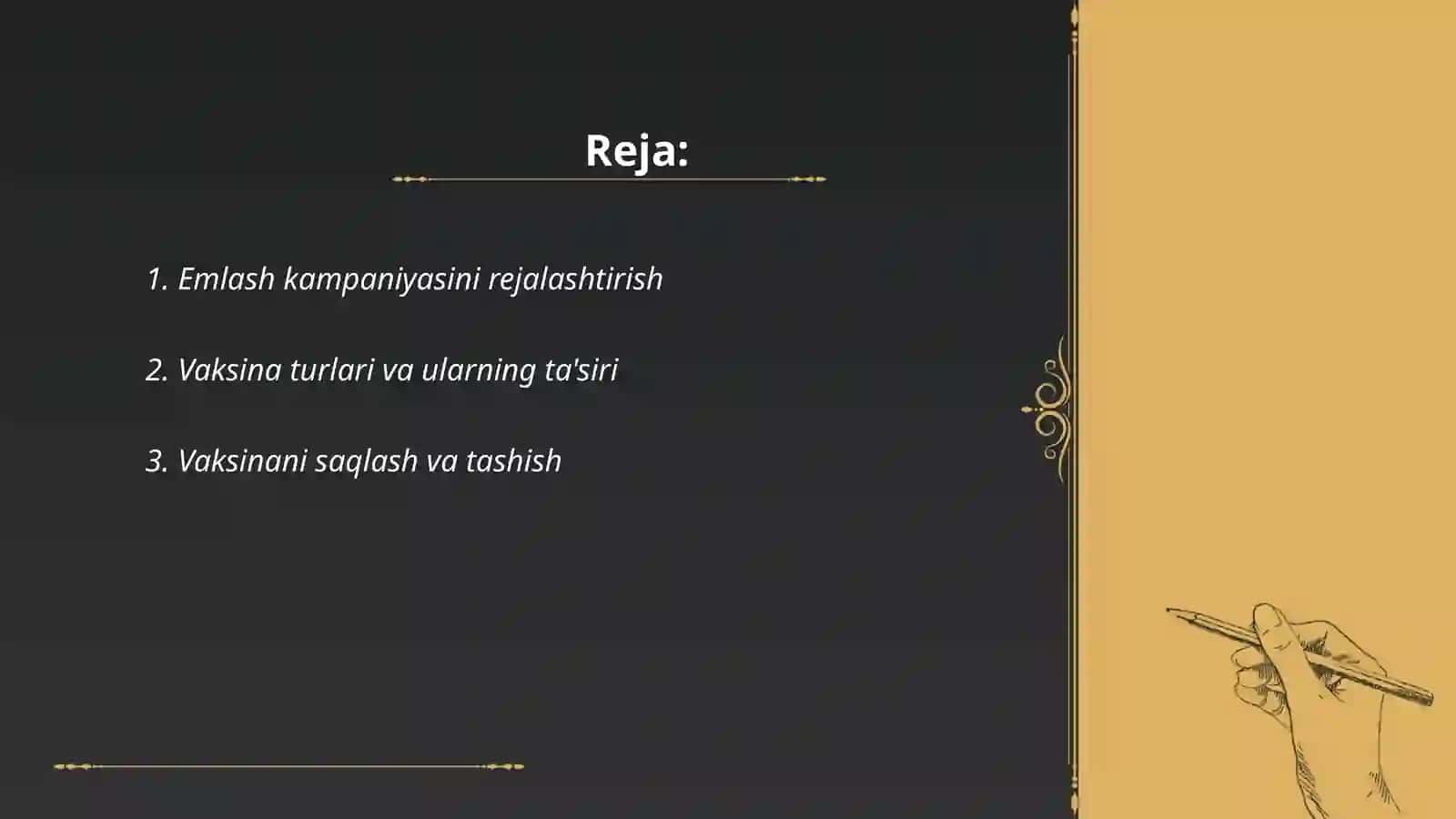 Emlash kalendari tuzish rejasi 2