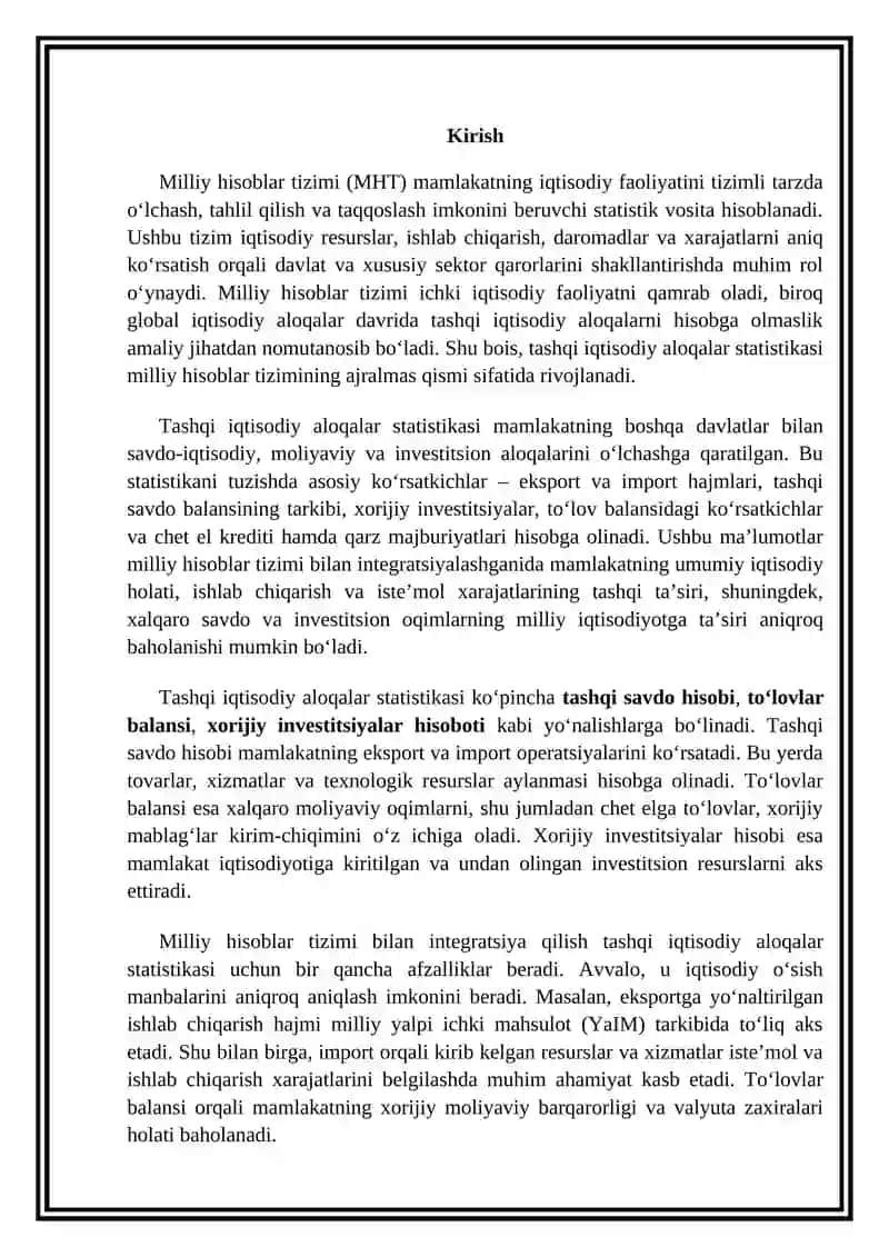 Tashqi iqtisodiy aloqalar statistikasi 2