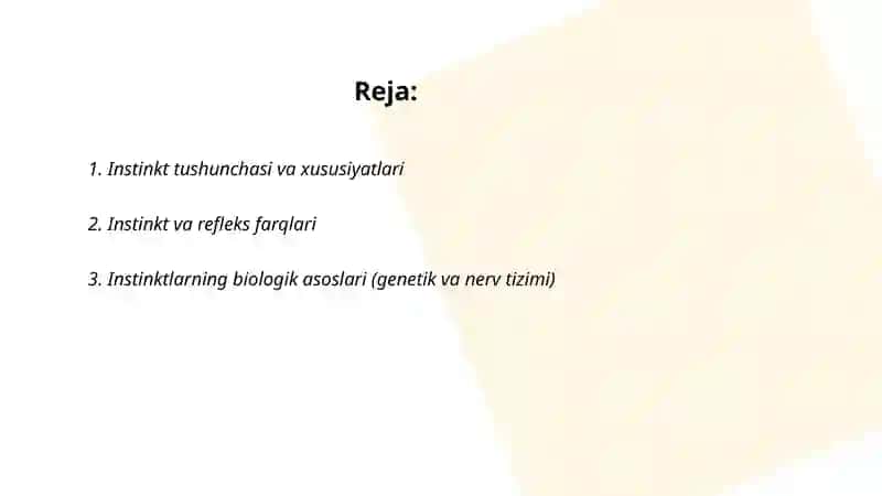Instinktlar. Instinktlarning klassifikatsiyasi 2