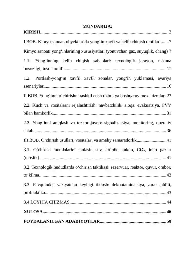 Kimyo sanoatida yong'inlarni o'chirishni tashkil qilish 2