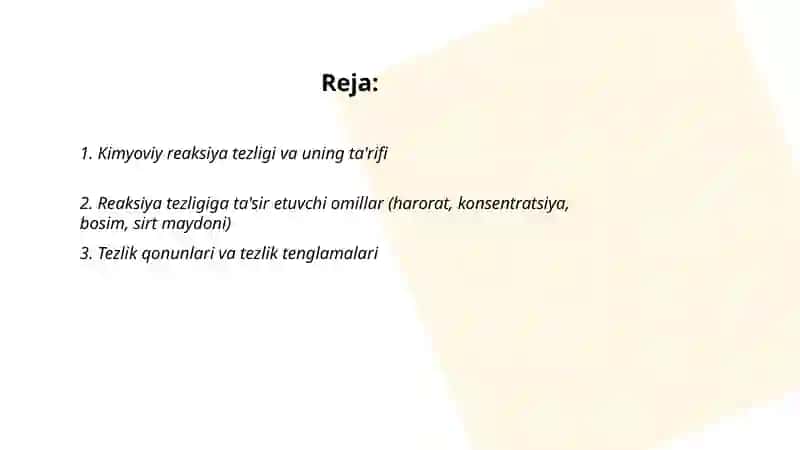 Kimyoviy kinetika. Kimyoviy reaksiya tezligi 2