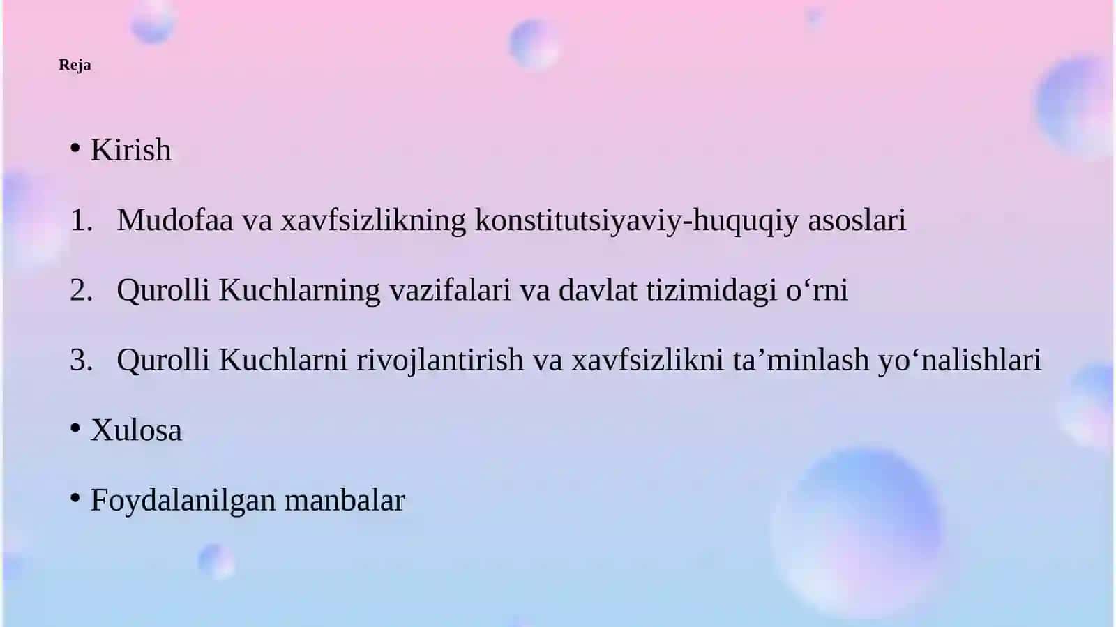 Mudofaa va xavfsizlikni ta’minlashda Qurolli Kuchlarning o‘rni. 2