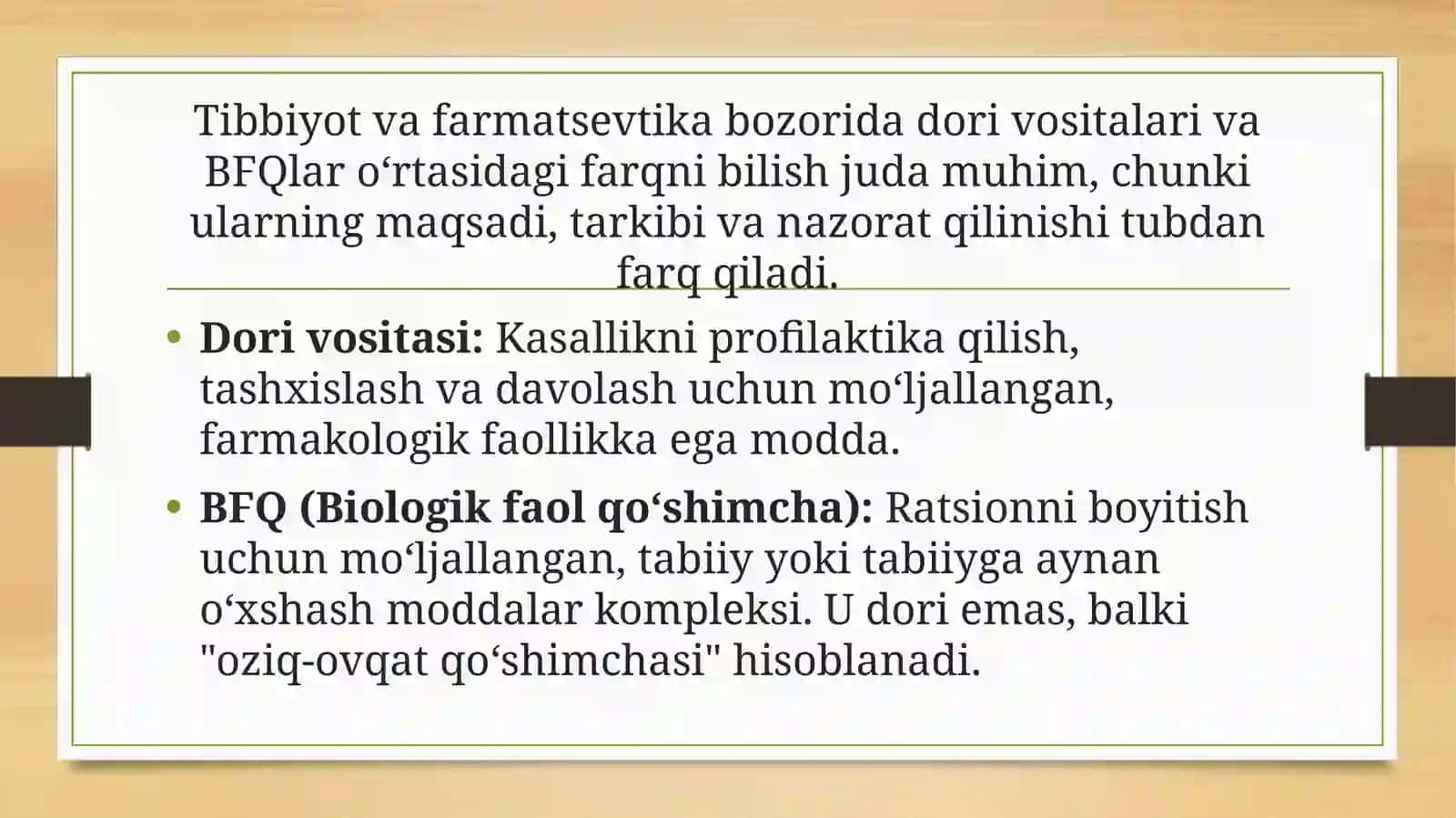 Biologik faol qoʻshimchalar va dori vositalarining qiyosiy tahlili 2