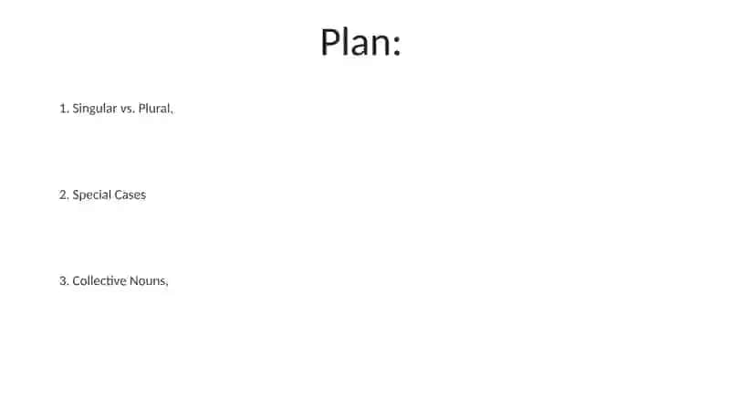 Plan: Singular vs. Plural 2
