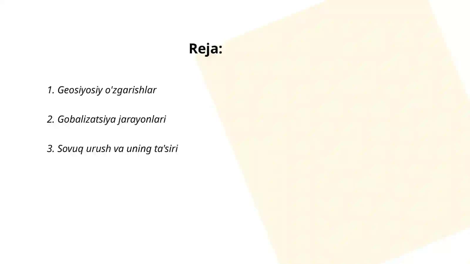 XX asr jahon tizimidagi global tendensiyalar 2