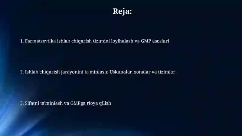 Farmatsevtika ishlab chiqarish tizimini loyihalash 2