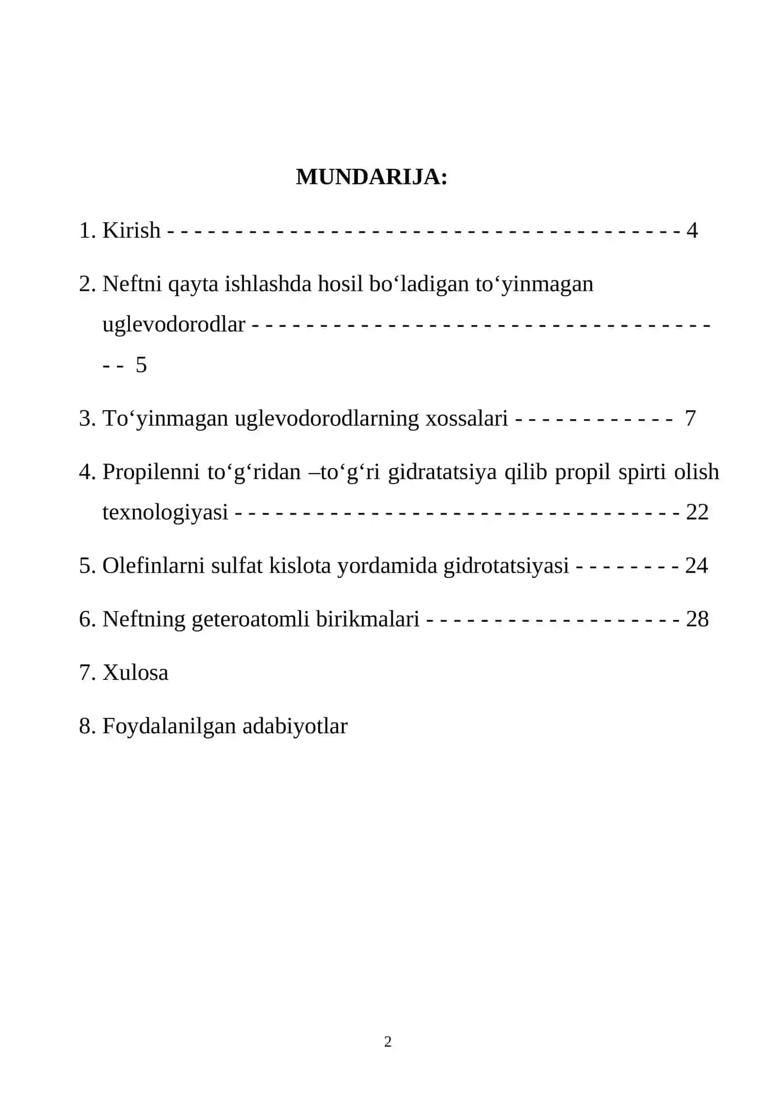 PROPILEN OKSIDINI GIDRATLASH JARAYONINI O‘RGANISH 2