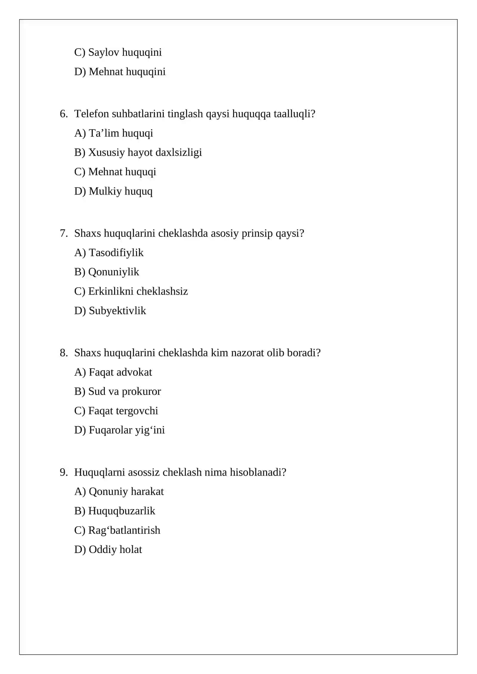 Shaxs huquqlarini cheklash asoslari va chegaralar 2